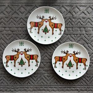 Bill Logan for Toscany Christmas Reindeer Kissing Plates(Set of 3)